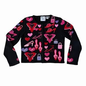 Vintage 90’s Michael Simon Shoe Lover’s Knit Cardigan w/ Appliqué